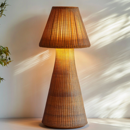 Wabi-sabi style rattan floor lamp for living room, bedroom, study, homestay and tea room, a retro designer artistic lighting fixture - Image 3