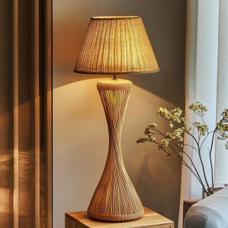 Hotel decorative table lamps, rattan woven floor lamps, retro shops and restaurants, new Chinese-style Zen-inspired fabric