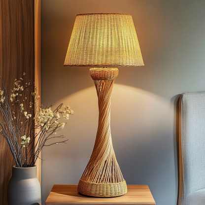 Hotel decorative table lamps, rattan woven floor lamps, retro shops and restaurants, new Chinese-style Zen-inspired fabric - Image 4
