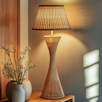Hotel decorative table lamps, rattan woven floor lamps, retro shops and restaurants, new Chinese-style Zen-inspired fabric - Image 3