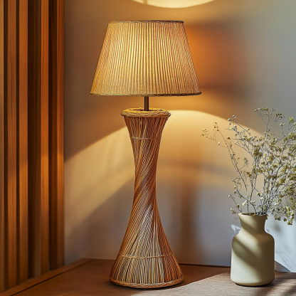 Hotel decorative table lamps, rattan woven floor lamps, retro shops and restaurants, new Chinese-style Zen-inspired fabric - Image 2