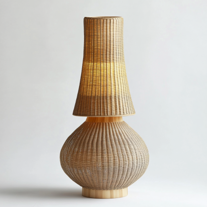 Wabi-sabi style rattan floor lamp for living room, bedroom, study, homestay and hotel decoration and atmosphere lighting - Image 4