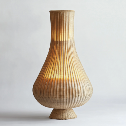 Wabi-sabi style rattan floor lamp for living room, bedroom, study, homestay and hotel decoration and atmosphere lighting - Image 3
