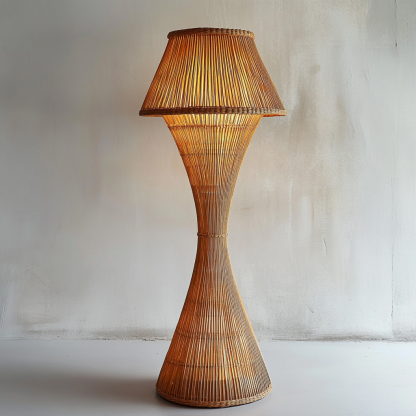 Wabi-sabi style rattan floor lamp for living room, bedroom, study, homestay and tea room, a retro designer artistic lighting fixture - Image 9