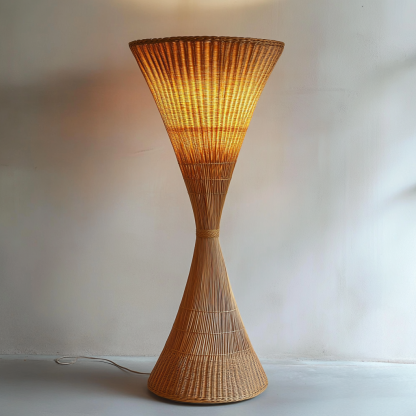 Wabi-sabi style rattan floor lamp for living room, bedroom, study, homestay and tea room, a retro designer artistic lighting fixture - Image 8