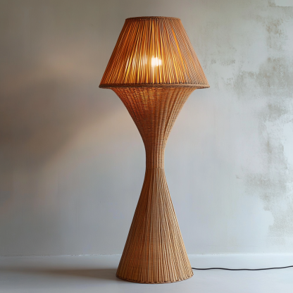 Wabi-sabi style rattan floor lamp for living room, bedroom, study, homestay and tea room, a retro designer artistic lighting fixture - Image 7