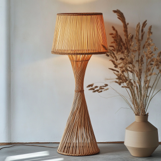 10 Wabi-sabi style restaurant rattan woven floor lamps, Japanese retro shop restaurant hot pot restaurant lamps, Zen tea room lamps