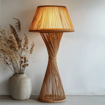 10 Wabi-sabi style restaurant rattan woven floor lamps, Japanese retro shop restaurant hot pot restaurant lamps, Zen tea room lamps - Image 2