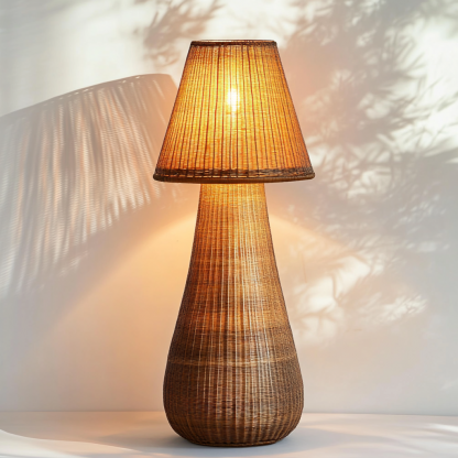 Wabi-sabi style rattan floor lamp for living room, bedroom, study, homestay and tea room, a retro designer artistic lighting fixture - Image 4