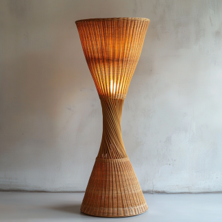 Wabi-sabi style rattan floor lamp for living room, bedroom, study, homestay and tea room, a retro designer artistic lighting fixture