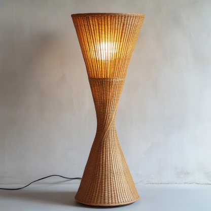 Wabi-sabi style rattan floor lamp for living room, bedroom, study, homestay and tea room, a retro designer artistic lighting fixture - Image 2