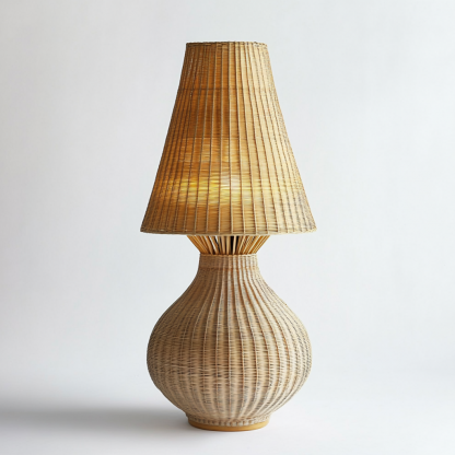 Wabi-sabi style rattan floor lamp for living room, bedroom, study, homestay and tea room, a retro designer artistic lighting fixture - Image 6