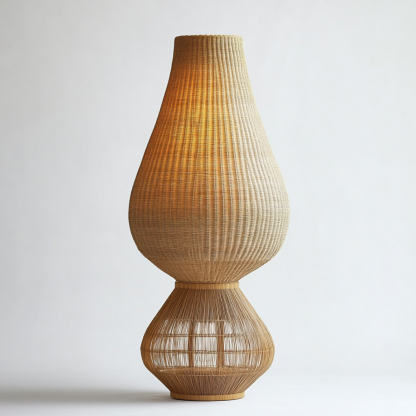 Wabi-sabi style rattan floor lamp for living room, bedroom, study, homestay and tea room, a retro designer artistic lighting fixture - Image 8
