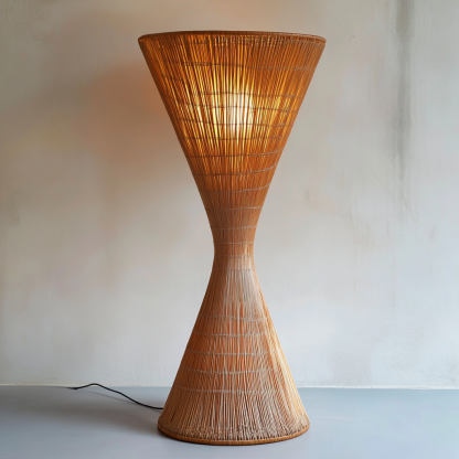 10 Wabi-sabi style restaurant rattan woven floor lamps, Japanese retro shop restaurant hot pot restaurant lamps, Zen tea room lamps - Image 5