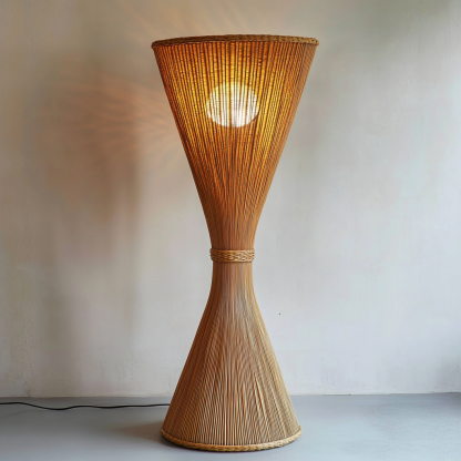 10 Wabi-sabi style restaurant rattan woven floor lamps, Japanese retro shop restaurant hot pot restaurant lamps, Zen tea room lamps - Image 3
