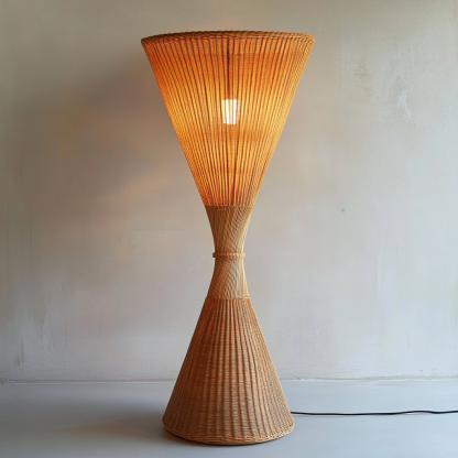 10 Wabi-sabi style restaurant rattan woven floor lamps, Japanese retro shop restaurant hot pot restaurant lamps, Zen tea room lamps - Image 2