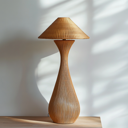 Wabi-sabi style rattan floor lamp for living room, bedroom, study, homestay and tea room, a retro designer artistic lighting fixture - Image 4
