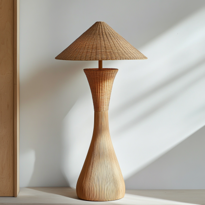 Wabi-sabi style rattan floor lamp for living room, bedroom, study, homestay and tea room, a retro designer artistic lighting fixture - Image 3