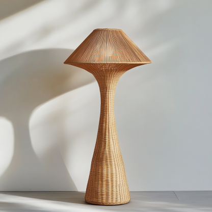 Wabi-sabi style rattan floor lamp for living room, bedroom, study, homestay and tea room, a retro designer artistic lighting fixture - Image 2