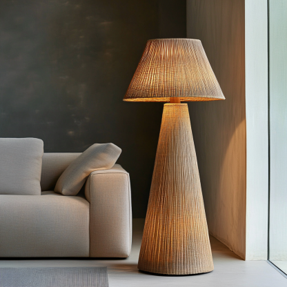 10 Wabi-sabi style restaurant rattan woven floor lamps, Japanese retro shop restaurant hot pot restaurant lamps, Zen tea room lamps - Image 3