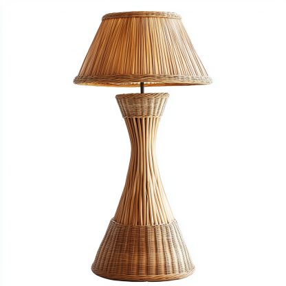 Wabi-sabi style floor lamp homestay, rattan weaving shop, Japanese retro weaving rattan art hotel, tea room, balcony hot pot restaurant - Image 3