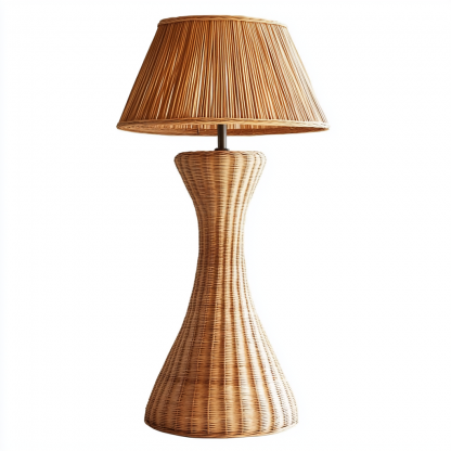Wabi-sabi style floor lamp homestay, rattan weaving shop, Japanese retro weaving rattan art hotel, tea room, balcony hot pot restaurant - Image 2