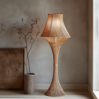 Wabi-sabi style floor lamp, hemp rope, Zen-inspired designer's creative homestay, living room sofa side, bedroom atmosphere standing lamp