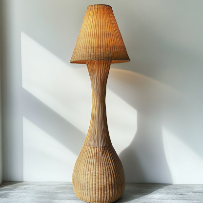 Wabi-sabi style rattan floor lamp for living room, bedroom, study, homestay, hotel and club decoration and atmosphere lighting - Image 4
