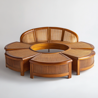 Residential furniture, sofa type, rattan and bamboo sofa, modern and simple homestay, lobby, living room, club, solid wood leisure area - Image 5