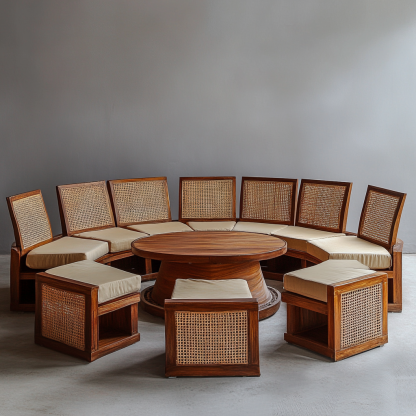 Wabi-sabi style solid wood dining table and chairs set modern and simple home dining table - Image 3