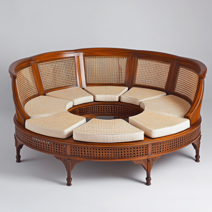 Wabi-sabi style solid wood rattan woven sofa, Nordic modern and simple creative living room home light luxury round sofa - Image 6