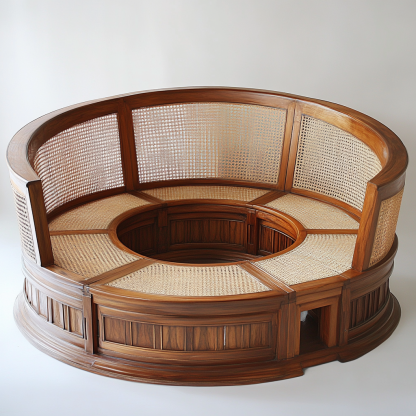 Wabi-sabi style solid wood rattan woven coffee table, Nordic modern and simple creative living room, light luxury round tea table for home use - Image 8