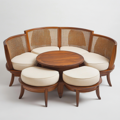 Residential furniture, sofa type, rattan and bamboo sofa, modern and simple homestay, lobby, living room, club, solid wood leisure area - Image 9