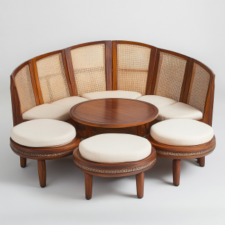 Residential furniture, sofa type, rattan and bamboo sofa, modern and simple homestay, lobby, living room, club, solid wood leisure area