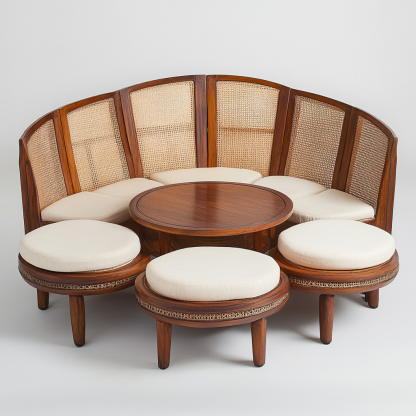 Residential furniture, sofa type, rattan and bamboo sofa, modern and simple homestay, lobby, living room, club, solid wood leisure area
