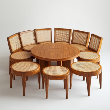 Wabi-sabi style solid wood dining table and chairs set modern and simple home dining table - Image 3