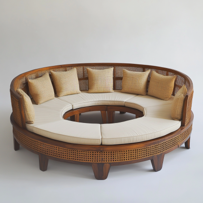 Residential furniture, sofa type, rattan and bamboo sofa, modern and simple homestay, lobby, living room, club, solid wood leisure area - Image 9