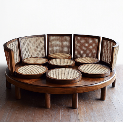 Residential furniture, sofa type, rattan and bamboo sofa, modern and simple homestay, lobby, living room, club, solid wood leisure area - Image 8