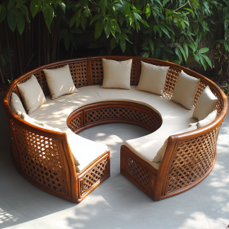 Residential furniture, sofa type, rattan and bamboo sofa, modern and simple homestay, lobby, living room, club, solid wood leisure area