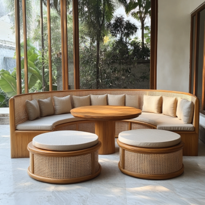 Wabi-sabi style solid wood rattan woven coffee table, Nordic modern and simple creative living room home light luxury tea table - Image 8