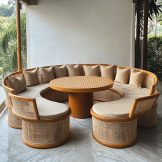 Wabi-sabi style solid wood rattan woven coffee table, Nordic modern and simple creative living room home light luxury tea table