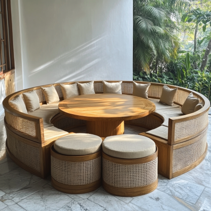 Wabi-sabi style solid wood rattan woven coffee table, Nordic modern and simple creative living room home light luxury tea table - Image 9