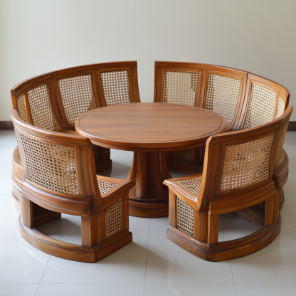 Wabi-sabi style solid wood rattan woven sofa, Nordic modern and simple creative living room home light luxury round sofa - Image 7