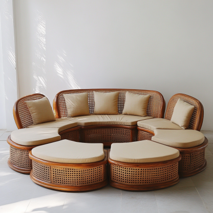 Residential furniture, sofa type, rattan and bamboo sofa, modern and simple homestay, lobby, living room, club, solid wood leisure area - Image 7