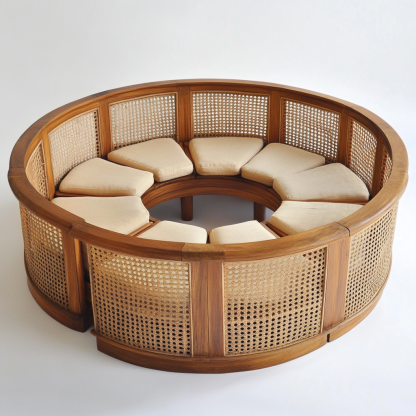 Wabi-sabi style solid wood rattan woven coffee table, Nordic modern and simple creative living room, light luxury round tea table for home use - Image 5