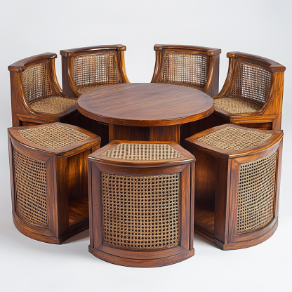 Wabi-sabi style solid wood dining table and chairs set modern and simple home dining table - Image 9