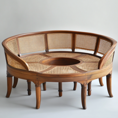 Wabi-sabi style solid wood rattan woven coffee table, Nordic modern and simple creative living room, light luxury round tea table for home use - Image 4