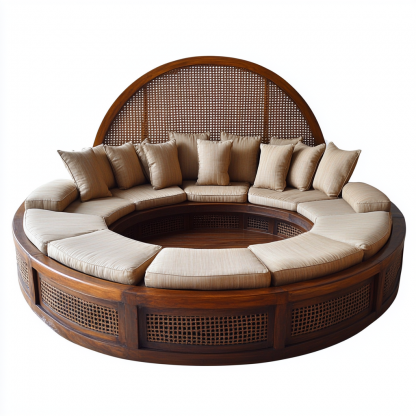 Wabi-sabi style solid wood rattan woven coffee table, Nordic modern and simple creative living room, light luxury round tea table for home use - Image 3