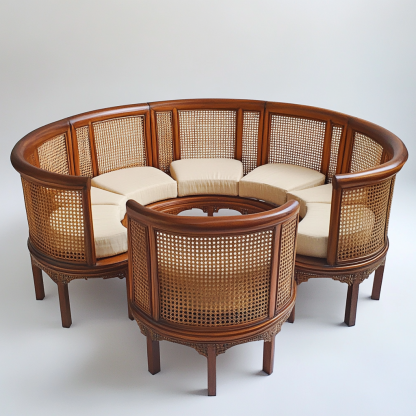 Residential furniture, sofa type, rattan and bamboo sofa, modern and simple homestay, lobby, living room, club, solid wood leisure area - Image 5