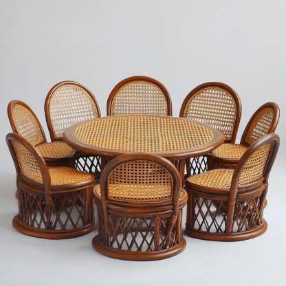 Wabi-sabi style solid wood rattan woven coffee table, Nordic modern and simple creative living room, light luxury round tea table for home use - Image 9